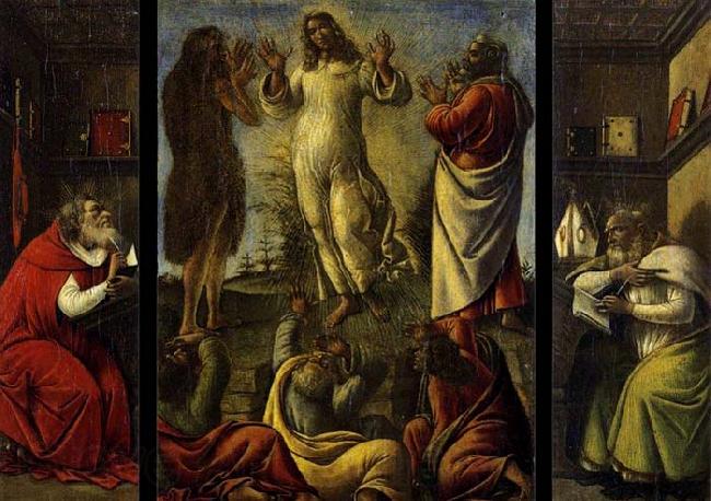 BOTTICELLI, Sandro Transfiguration, St Jerome, St Augustine Spain oil painting art